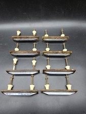 Set Of 8 1960s Drawer Pull Handles Mottled Brown And Chrome 10 Cm Long 