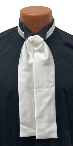 Men white satin ascot - satin, cravat