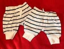 BabyPrem Premature Baby Clothes Pair Trousers Blue Striped Leggings Pair  44cm