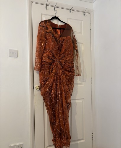 Burnt orange african beading - orange,