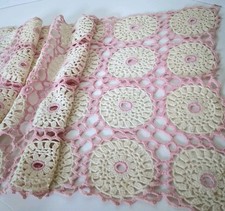 VTG Crocheted Ivory Pink Table