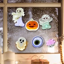 Halloween Party String Lights Set 6 LED Light Up Gel Window Stickers Decoration