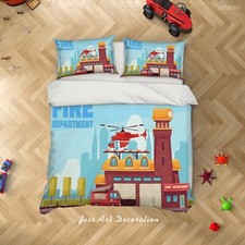 3D Airplane Houses Fire Engine