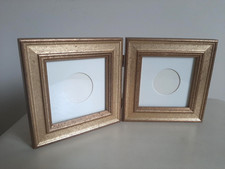 LAURA ASHLEY Antique Gold Effect Folding Double Photo Frame-Holds 2 Mini Photos