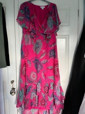 Wallis size 12 hot pink floral print flamenco hem dress