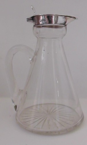 Silver cut glass whisky - silver,