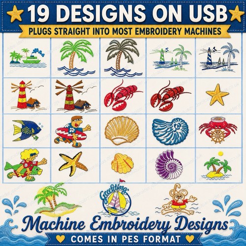 Beach holiday pes embroidery - holiday,