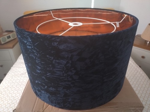 Large velvet blue lampshade - velvet,
