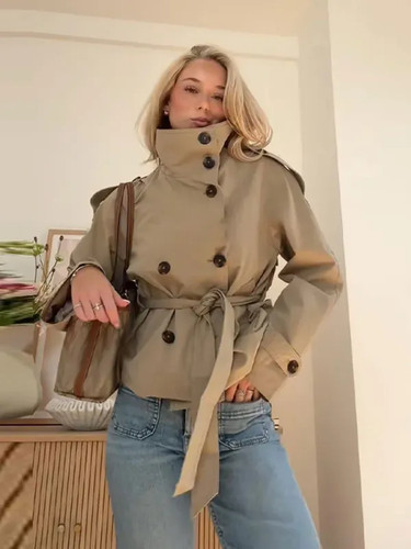Women cropped trench jacket - women,