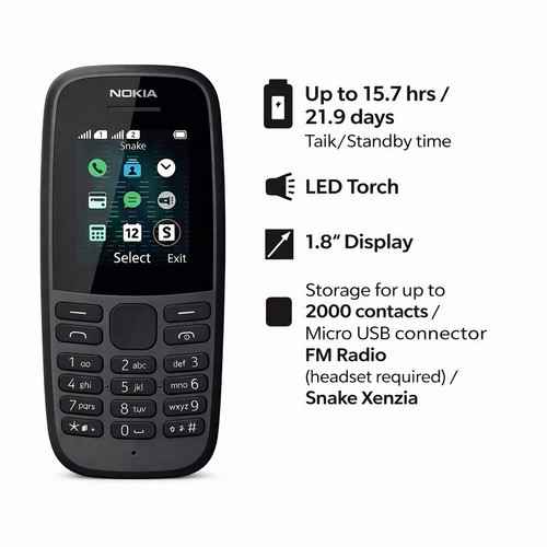Genuine nokia 105 4th - nokia, dual