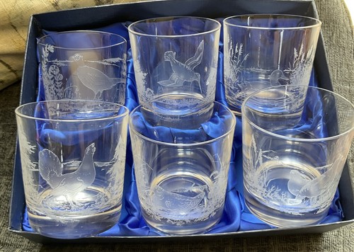 Etched game bird glass - etched,
