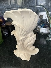 Art Deco Beswick Vase Floral Cornucopia Matt White 12 Inches 8 Inches Wide