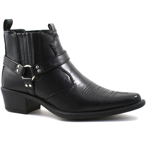 Mens boots black cowboy - black, ankle