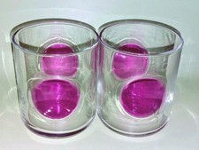 Bormioli Rocco Drinking Glasses Dimple Dot Pink Tumblers Italy RefA 