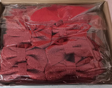 Red Glitter Wired Ribbon Bows with Twist Tie Premade Metallic Christmas Tree