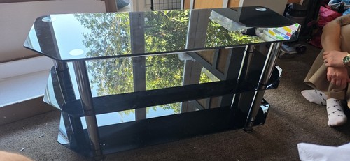 Black glass tiered stand - glass,