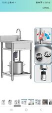 Stainless Steel Utility Sink Free Standing Laundry Sinks with Large Single Bowl