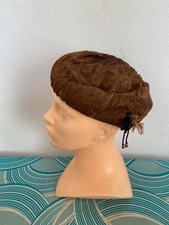 Vintage brown beret hat real