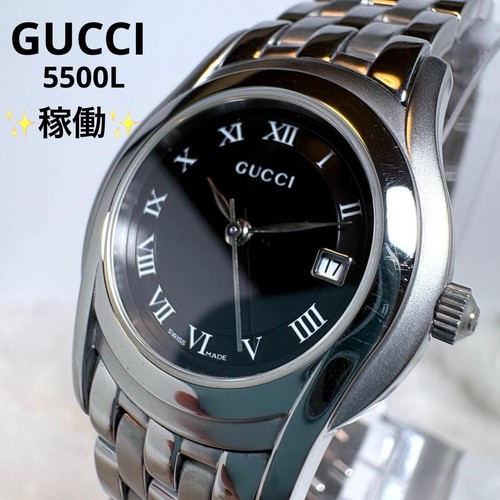 Gucci 5500l date black dial - black,