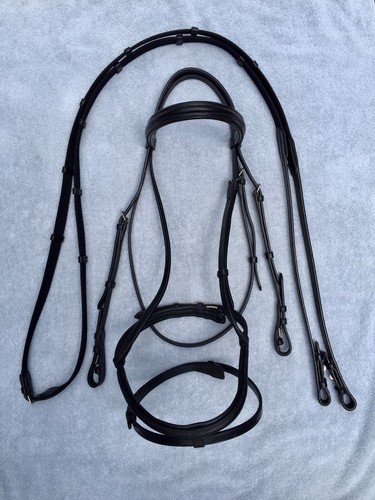 Black leather bridle - black, full