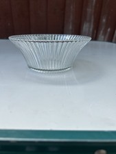 Vintage clear glass bowl with a ribbed design marker Made In England
