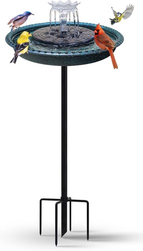 Bird bath with solar fountain - bird,
