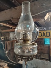 Antique swing arm wall sconce, oil lamp and reflector