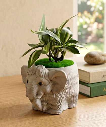 Grey ceramic elephant shaped - grey, elephant-shaped