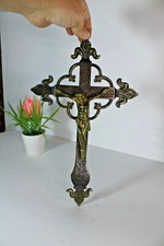 Antique bronze signed crucifix
