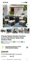 Rattan Garden Furniture 9 Seater Corner Sofa Stool Dining Table Outdoor PatioSet