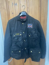 Barbour International Union Jack International Wax Jacket Mens Size Large Black