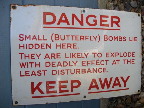 Ww2 butterfly bomb enamel - ww2, sign