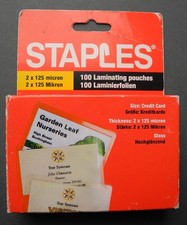 Laminating Pouches Credit ID Cards 86 x 54 Staples 125 micron  x 95