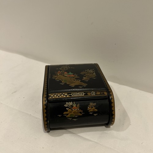 Antique black lacquer tin - black,