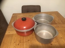 Vintage Club Aluminium Orange Dutch Oven Stock Pot Casserole set Oven Dish