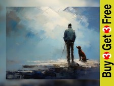 Man and Dog Oil Painting Print