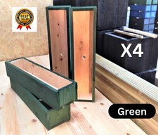 Clearance! Value set of 4 large green wooden garden window box herb planters