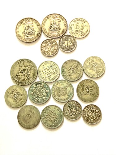 Job lot silver coins shillings - silver,