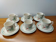 6 x Vintage Wedgwood Raspberry Cane Pattern Teacups & Saucers
