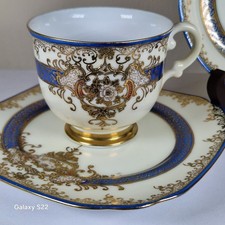 Vintage Meito China Hand Painted Tea Trio – Cobalt Blue & Gold, “Foreign” Mark