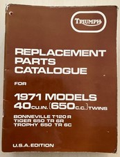 Triumph replacement parts catalogue 1971 models 650cc twins