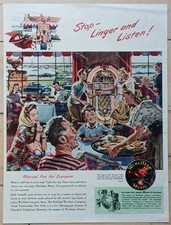 WURLITZER 1015 JUKEBOX MAGAZINE ADVERT - LARGE ORIGINAL - LATE 1940s - SEE VIDEO