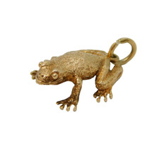 9ct Yellow Gold Frog or Toad Form Charm Pendant Vintage 1974 Birmingham