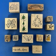 Christmas Rubber Stamps Bundle Wooden x 14 - Crafting Card Making - Most Unused
