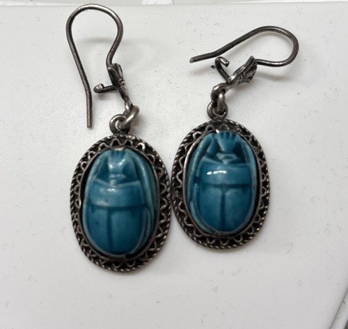 Vintage scarab earrings - vintage,