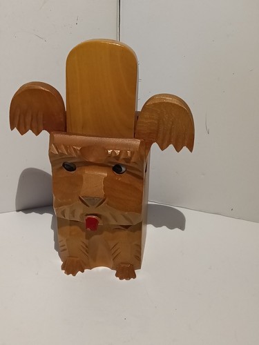 Vintage wooden carved dog - wooden,