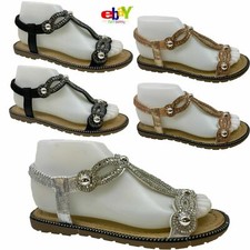 Womens Ladies Flat Diamante