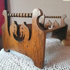 Antique - Oak Book Trough - Desk Shelf - Storage Media CD DVD Console PC Games