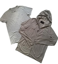 All Saints X2 Mens (L) Slim Size T Shirt & Thin Hoodie Set with Logos
