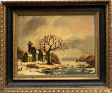 Dutch School, 20th Century : Winter Scene, oil on panel